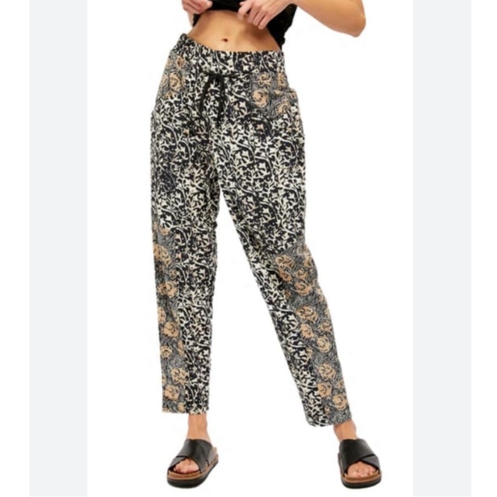 Free People Black and Tan Patterned Pants